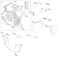 Cylinder Group Diagram and Parts List for 613477-4237-J1 400000 - 699999 Briggs and Stratton Engine